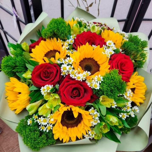 Авторский букет с Подсолнухами фото 4