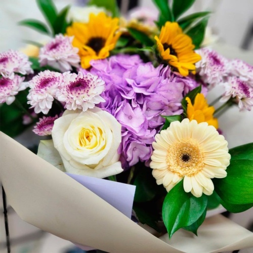 Авторский букет с Подсолнухами фото 3