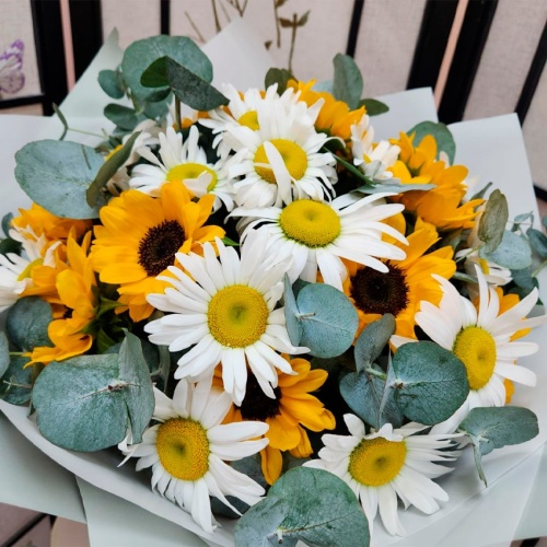 Авторский букет с Подсолнухами фото 3
