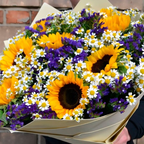 Авторский букет с Подсолнухами фото 3