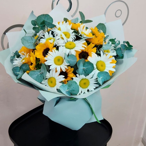 Авторский букет с Подсолнухами фото 2
